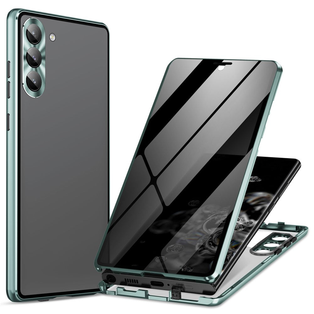 Samsung Galaxy S24+ skal, dubbelsidigt härdat glas, antispion-mobilskal