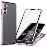 For Samsung Galaxy S24 Case Metal Frame Double Sides Tempered Glass Back Cover