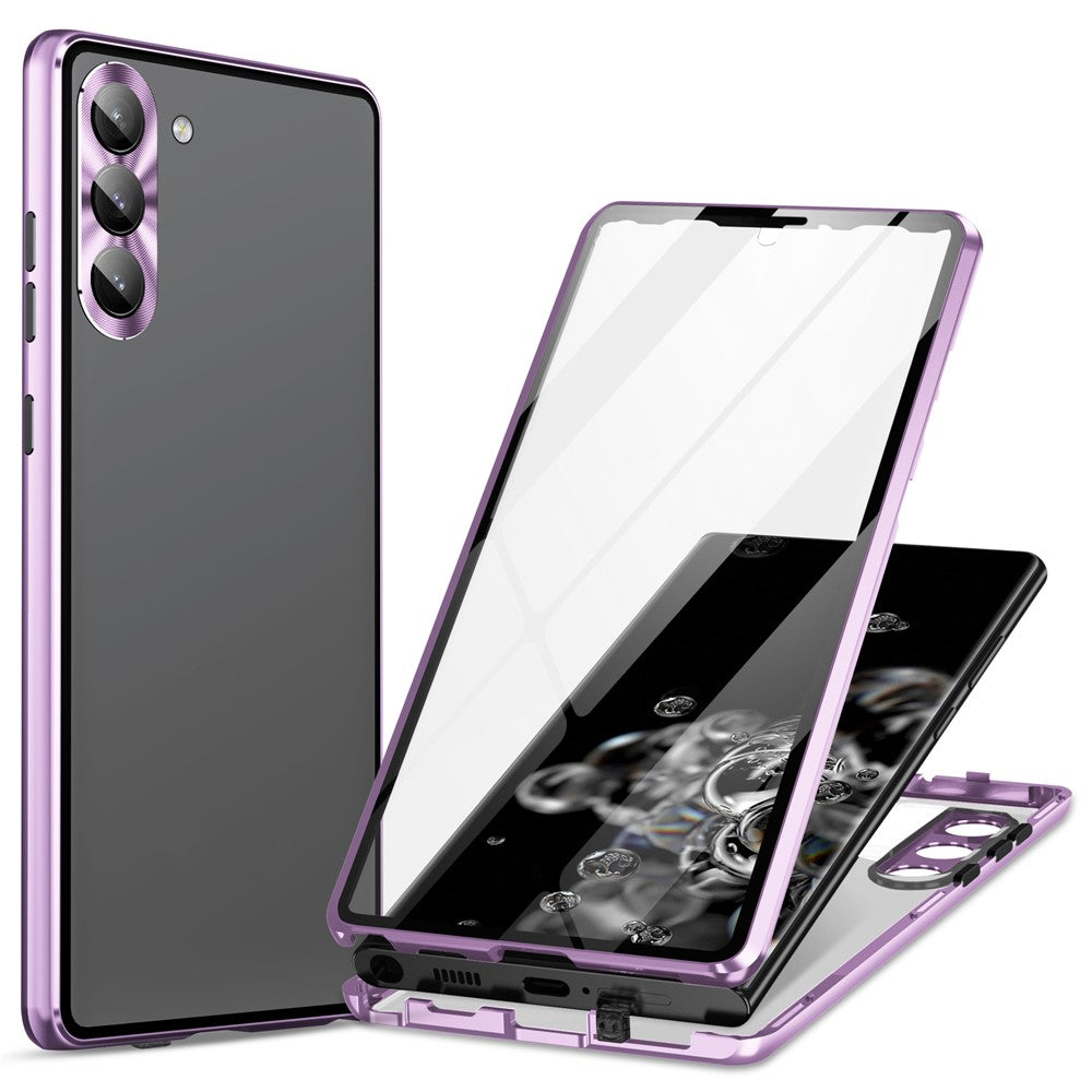 For Samsung Galaxy S24 Case Metal Frame Double Sides Tempered Glass Back Cover