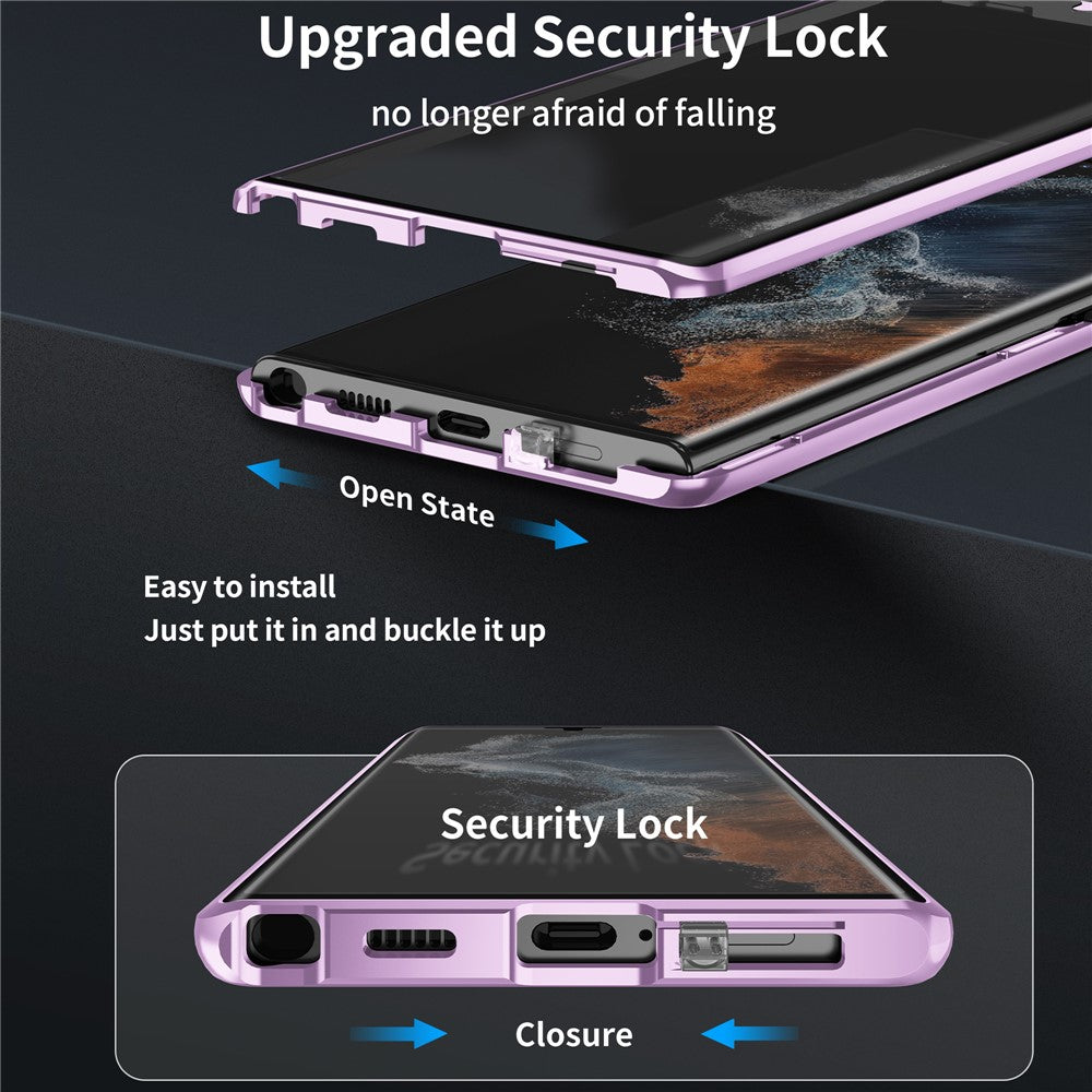 For Samsung Galaxy S24 Case Metal Frame Double Sides Tempered Glass Back Cover