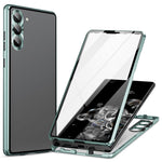 For Samsung Galaxy S24 Case Metal Frame Double Sides Tempered Glass Back Cover