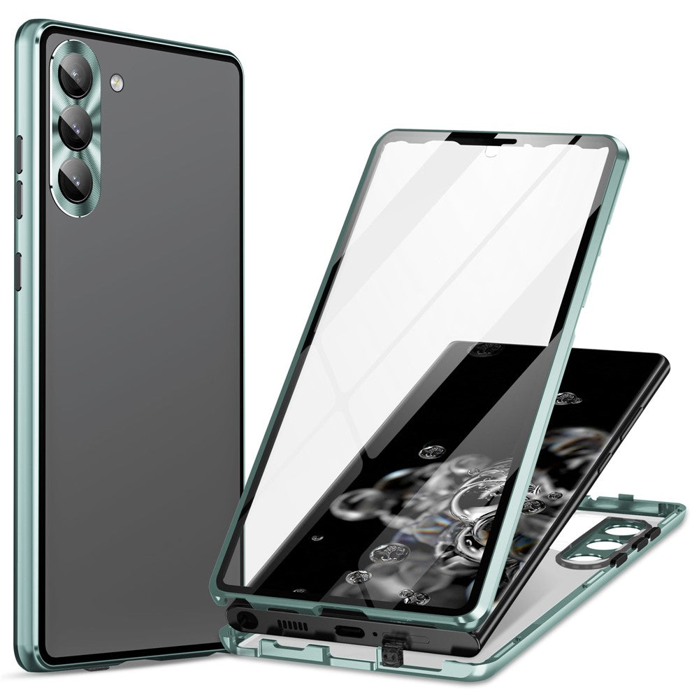 For Samsung Galaxy S24 Case Metal Frame Double Sides Tempered Glass Back Cover