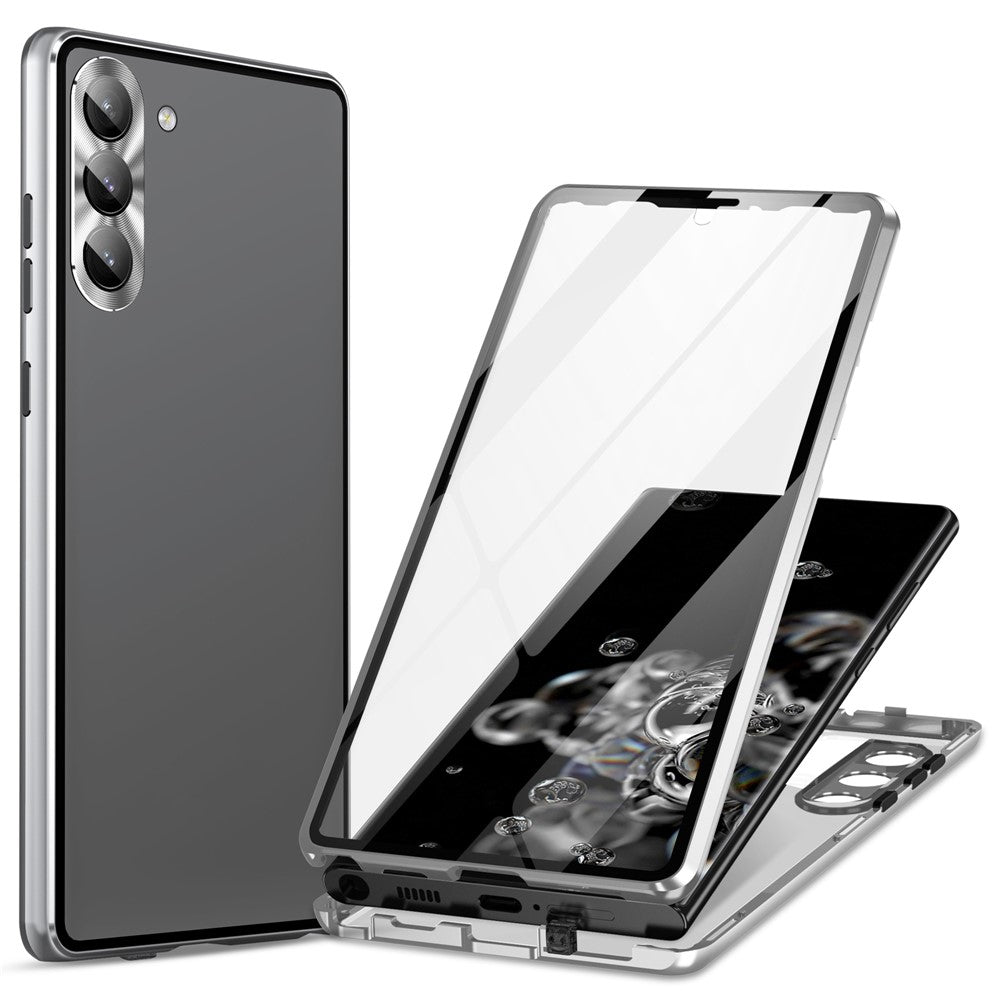 For Samsung Galaxy S24 Case Metal Frame Double Sides Tempered Glass Back Cover