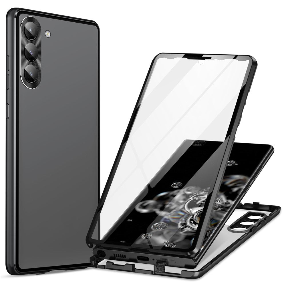 For Samsung Galaxy S24 Case Metal Frame Double Sides Tempered Glass Back Cover