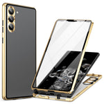 For Samsung Galaxy S24 Case Metal Frame Double Sides Tempered Glass Back Cover