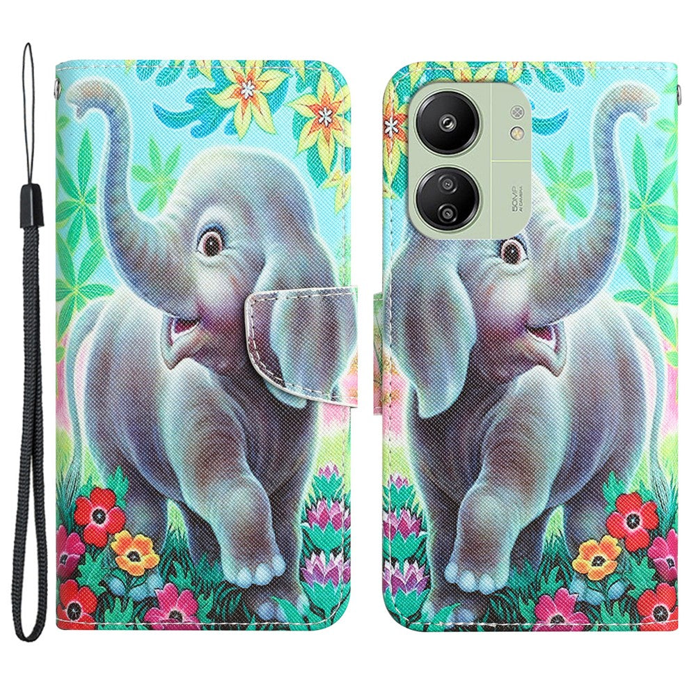 For Xiaomi Redmi 13C 4G / 5G / 13R 5G / Poco M6 5G / Poco C65 4G Case Pattern Printing Wallet Stand Leather Cover