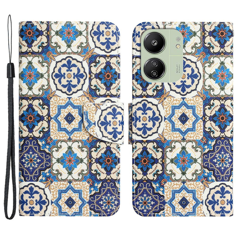 For Xiaomi Redmi 13C 4G / 5G / 13R 5G / Poco M6 5G / Poco C65 4G Case Pattern Printing Wallet Stand Leather Cover