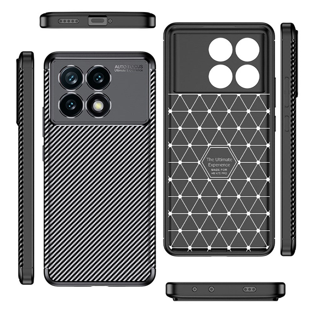 Xiaomi Redmi K70E 5G / Poco X6 Pro 5G TPU-mobilskal Kolfibertextur Fingeravtrycksskyddande fodral