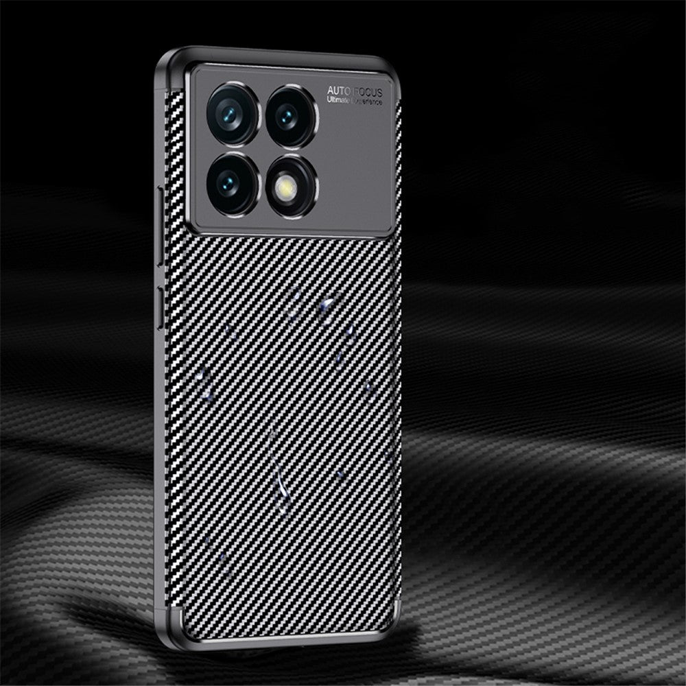 Xiaomi Redmi K70E 5G / Poco X6 Pro 5G TPU-mobilskal Kolfibertextur Fingeravtrycksskyddande fodral