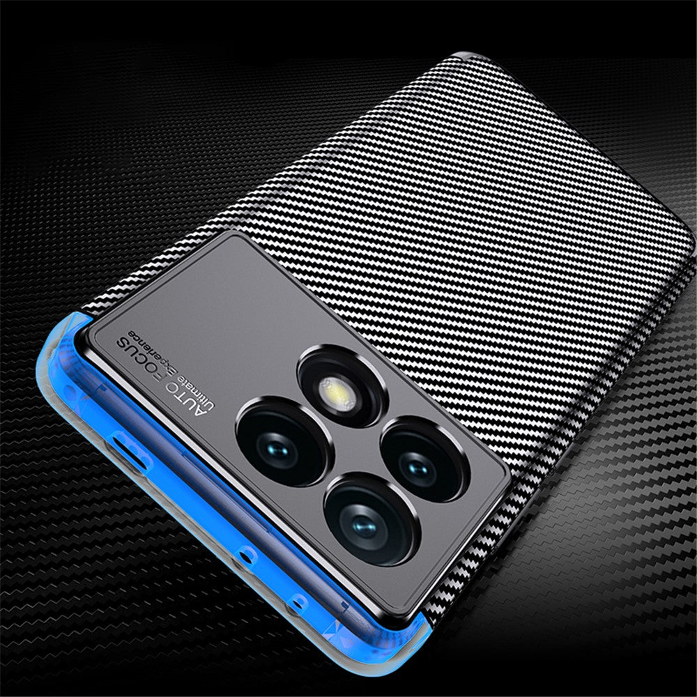 Xiaomi Redmi K70E 5G / Poco X6 Pro 5G TPU-mobilskal Kolfibertextur Fingeravtrycksskyddande fodral