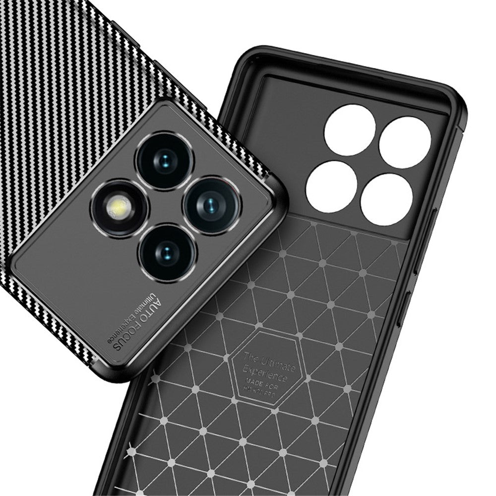 Xiaomi Redmi K70E 5G / Poco X6 Pro 5G TPU-mobilskal Kolfibertextur Fingeravtrycksskyddande fodral