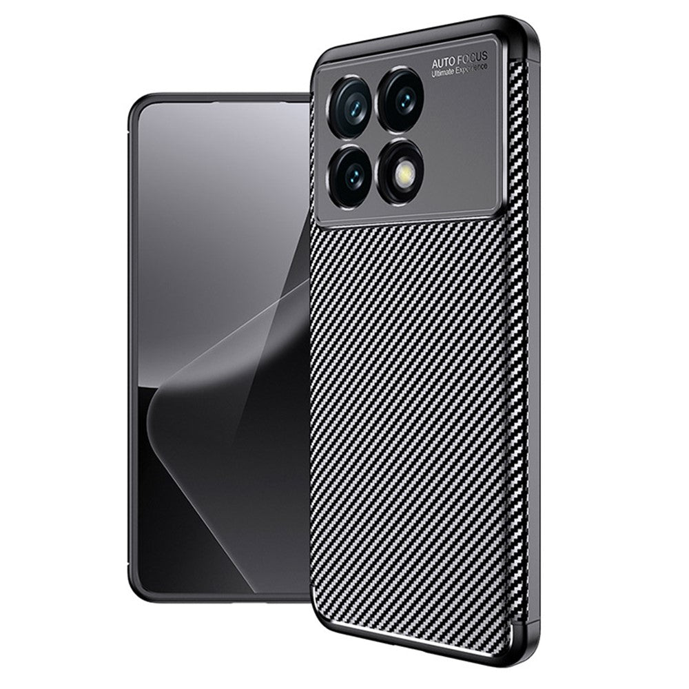 Xiaomi Redmi K70E 5G / Poco X6 Pro 5G TPU-mobilskal Kolfibertextur Fingeravtrycksskyddande fodral