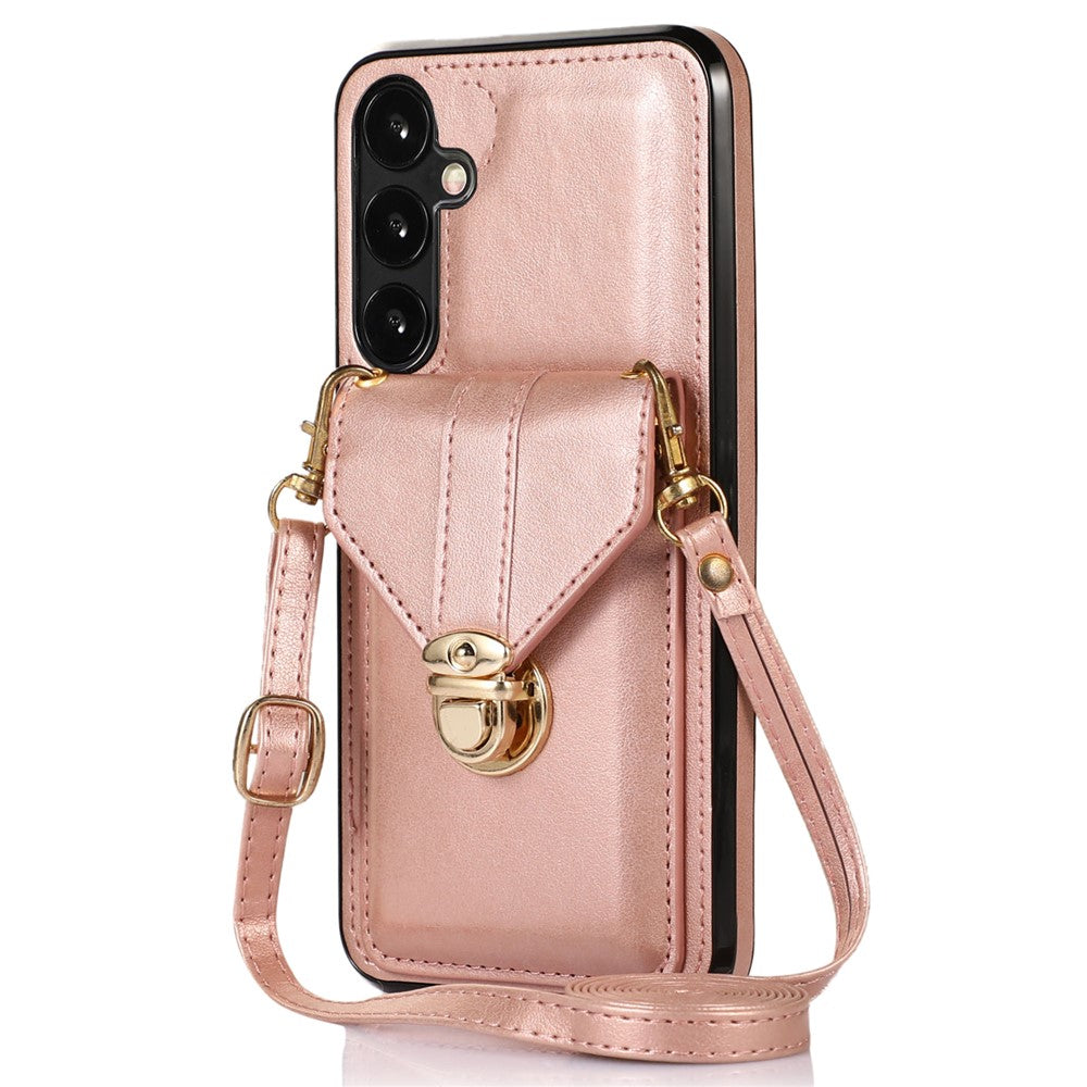 For Samsung Galaxy A15 5G Case Phone Pouch Shoulder Bag Card Holder PU Leather+TPU Cover