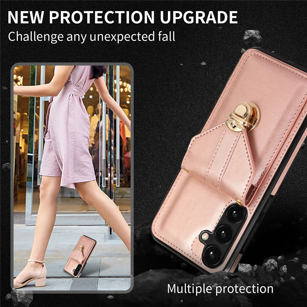 For Samsung Galaxy A15 5G Case Phone Pouch Shoulder Bag Card Holder PU Leather+TPU Cover