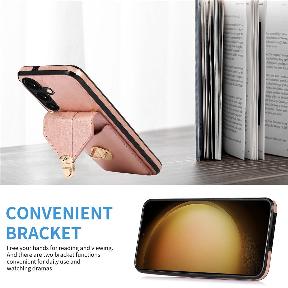 For Samsung Galaxy A15 5G Case Phone Pouch Shoulder Bag Card Holder PU Leather+TPU Cover