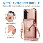 For Samsung Galaxy A15 5G Case Phone Pouch Shoulder Bag Card Holder PU Leather+TPU Cover