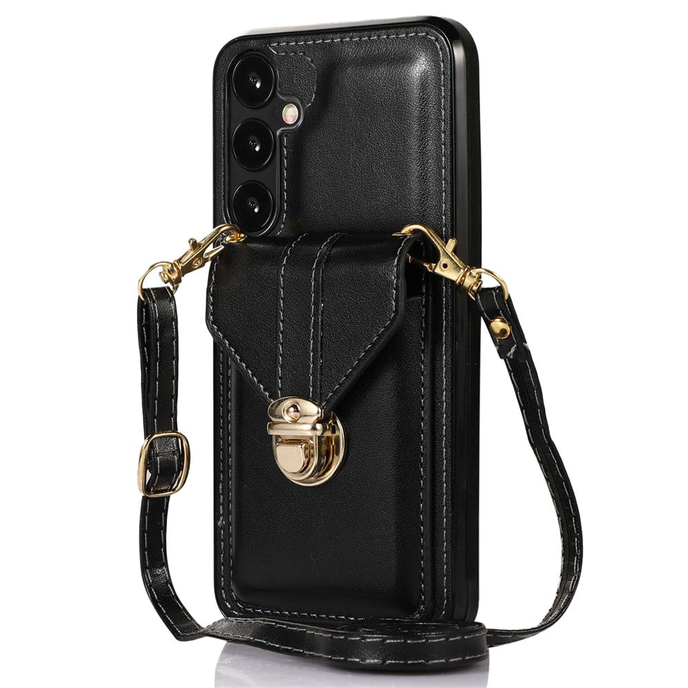 For Samsung Galaxy A15 5G Case Phone Pouch Shoulder Bag Card Holder PU Leather+TPU Cover