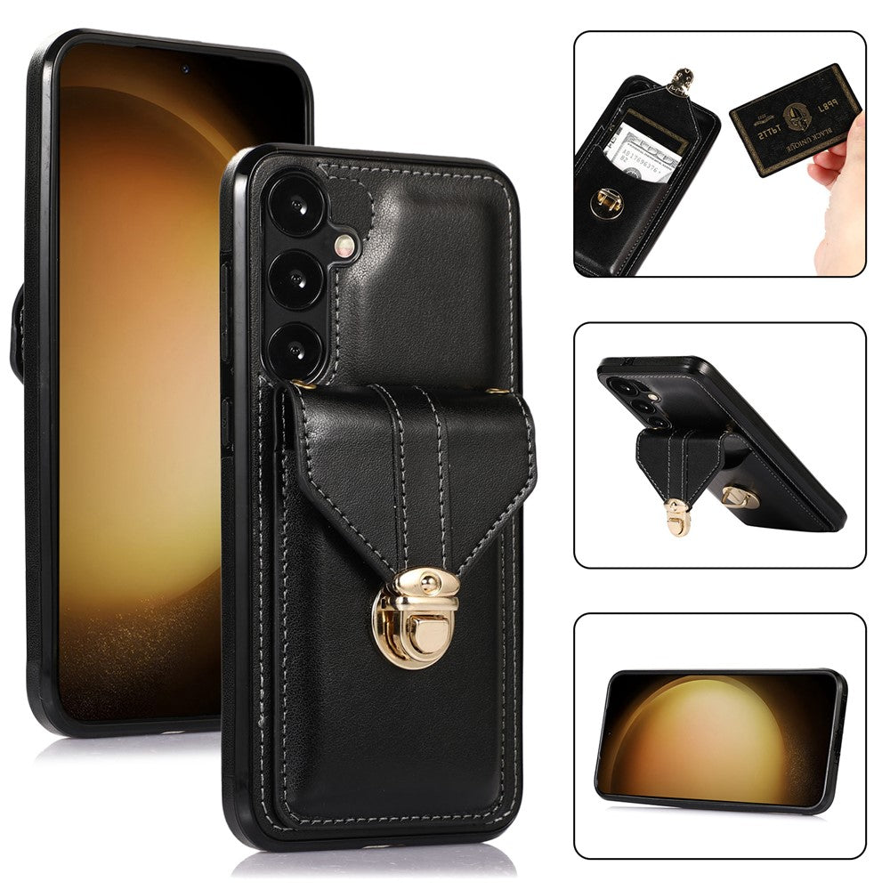 Samsung Galaxy A05s 4G-skal Korthållare Stötsäkert PU-lädermobilskal