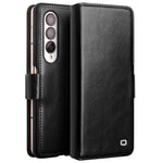 QIALINO For Samsung Galaxy Z Fold4 5G Genuine Cow Leather Case Wallet Magnetic Phone Cover