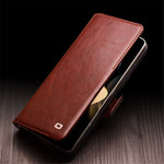 QIALINO For Samsung Galaxy Z Fold4 5G Genuine Cow Leather Case Wallet Magnetic Phone Cover