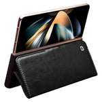 QIALINO For Samsung Galaxy Z Fold4 5G Genuine Cow Leather Case Wallet Magnetic Phone Cover