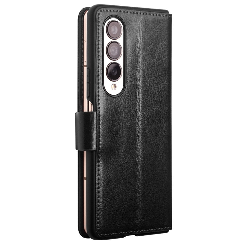 QIALINO For Samsung Galaxy Z Fold4 5G Genuine Cow Leather Case Wallet Magnetic Phone Cover