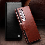 QIALINO For Samsung Galaxy Z Fold4 5G Genuine Cow Leather Case Wallet Magnetic Phone Cover