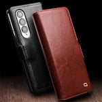 QIALINO For Samsung Galaxy Z Fold4 5G Genuine Cow Leather Case Wallet Magnetic Phone Cover
