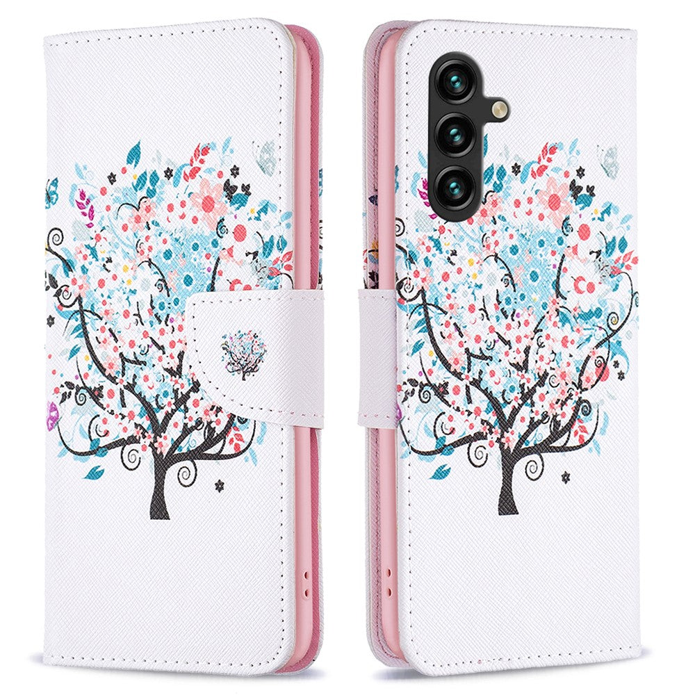 Til Samsung Galaxy A55 5G PU-læder flip cover med mønsterprint