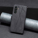 BINFEN COLOR For Samsung Galaxy A55 5G Phone Cases Wallet Stand Geometry Imprint Leather Cover