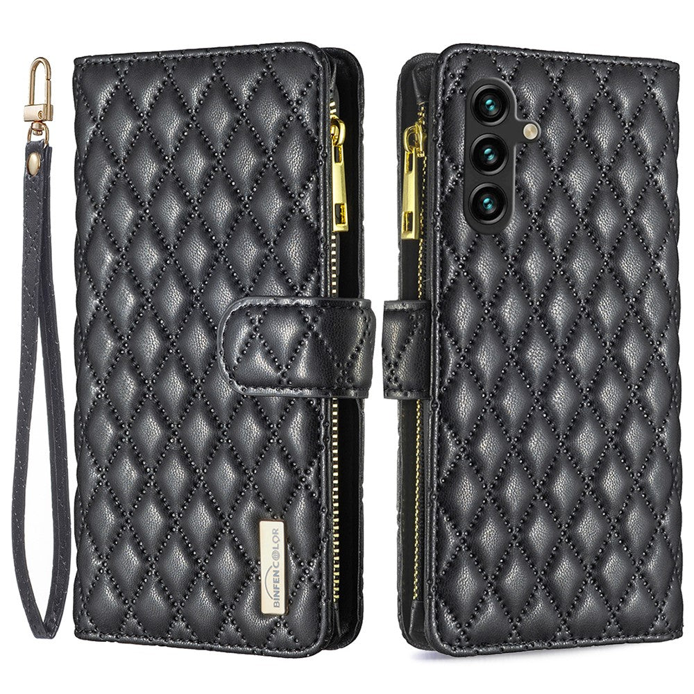 BINFEN COLOR BF Style-15 til Samsung Galaxy A55 5G Mobilcover med Lynlåslomme og Støttefod