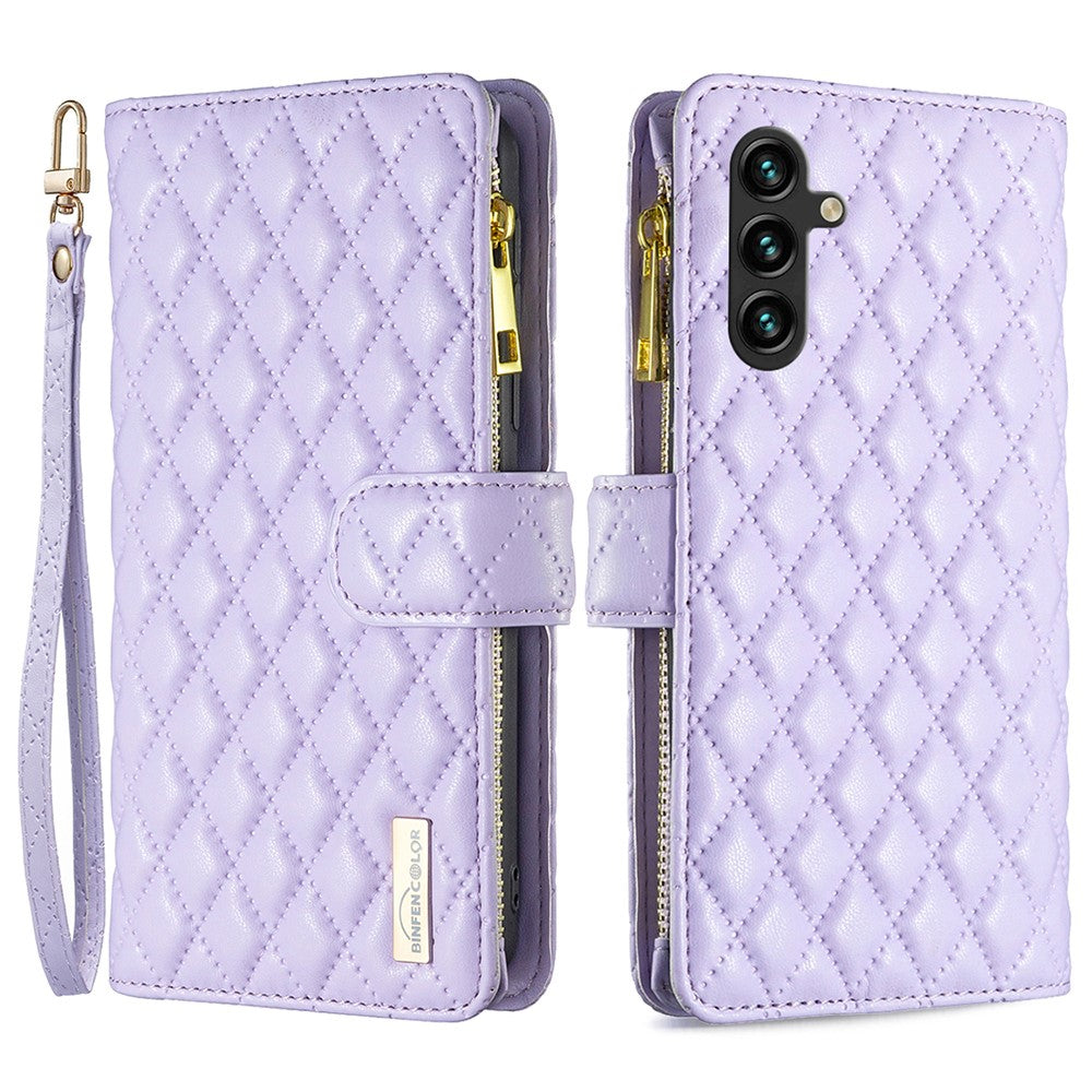 BINFEN COLOR BF Style-15 til Samsung Galaxy A55 5G Mobilcover med Lynlåslomme og Støttefod