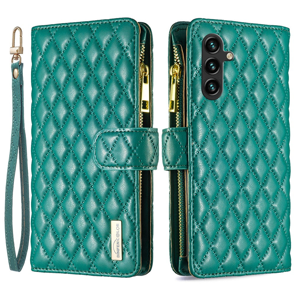 BINFEN COLOR BF Style-15 til Samsung Galaxy A55 5G Mobilcover med Lynlåslomme og Støttefod