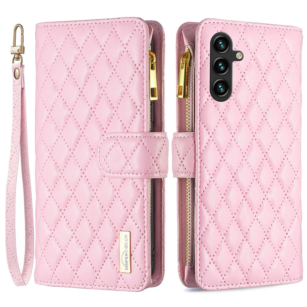 BINFEN COLOR BF Style-15 til Samsung Galaxy A55 5G Mobilcover med Lynlåslomme og Støttefod