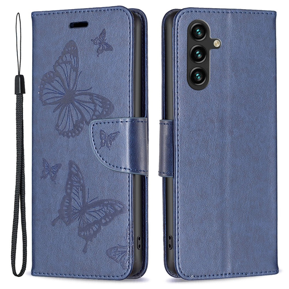 For Samsung Galaxy A55 5G Case Anti-Fall Butterfly Imprinted Leather Mobile Phone Stand Cover