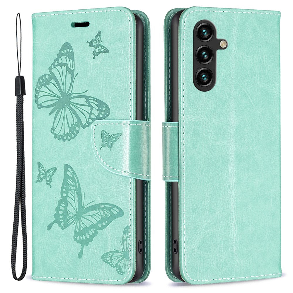 For Samsung Galaxy A55 5G Case Anti-Fall Butterfly Imprinted Leather Mobile Phone Stand Cover