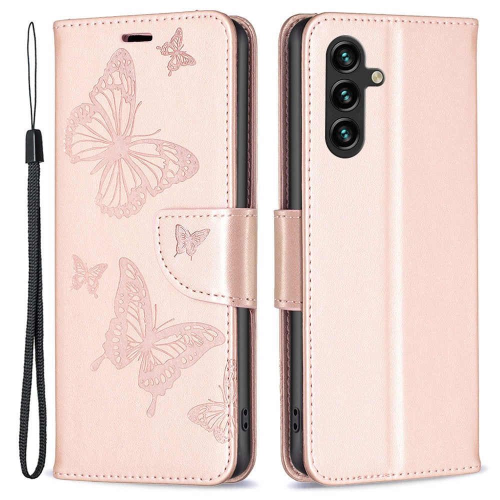 For Samsung Galaxy A55 5G Case Anti-Fall Butterfly Imprinted Leather Mobile Phone Stand Cover