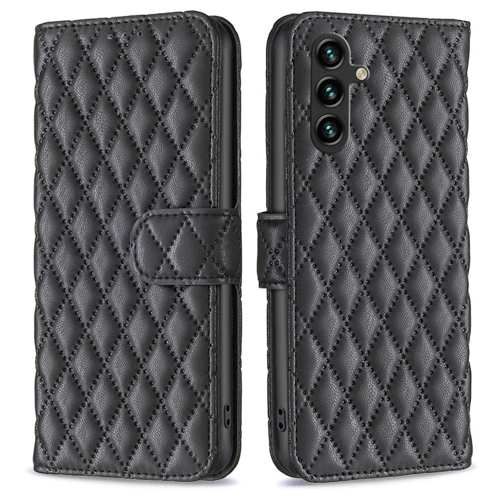 BINFEN COLOR BF Style-14 för Samsung Galaxy A55 5G läderfodral med rombmönster