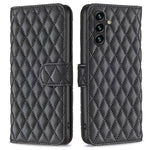 BINFEN COLOR BF Style-14 For Samsung Galaxy A55 5G Leather Case Rhombus Grid Pattern Phone Cover