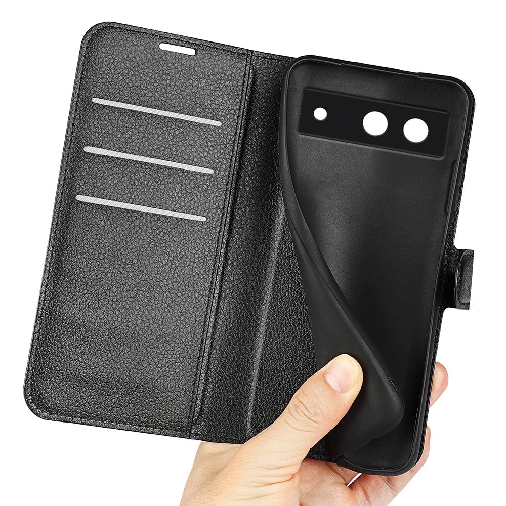 For Google Pixel 8a Leather Case Litchi Texture Stand Phone Wallet Cover