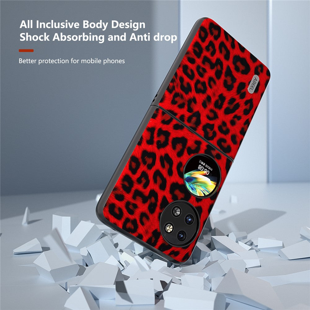 ABEEL För Huawei Pocket 2 mobilskal PU-läder Leopardmönster Baksida