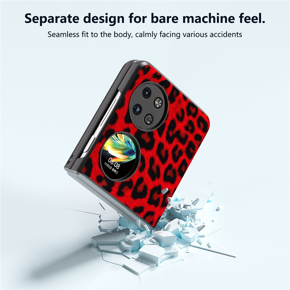 ABEEL För Huawei Pocket 2 mobilskal PU-läder Leopardmönster Baksida