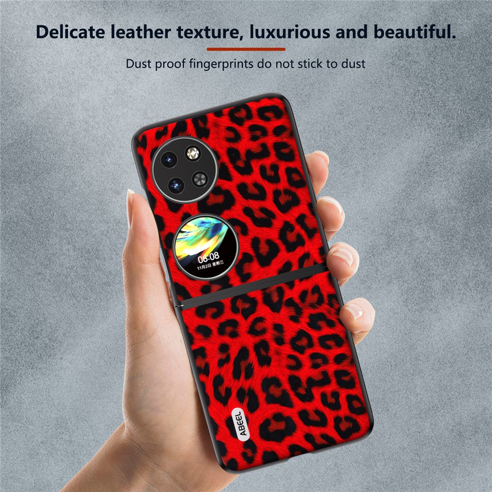 ABEEL För Huawei Pocket 2 mobilskal PU-läder Leopardmönster Baksida
