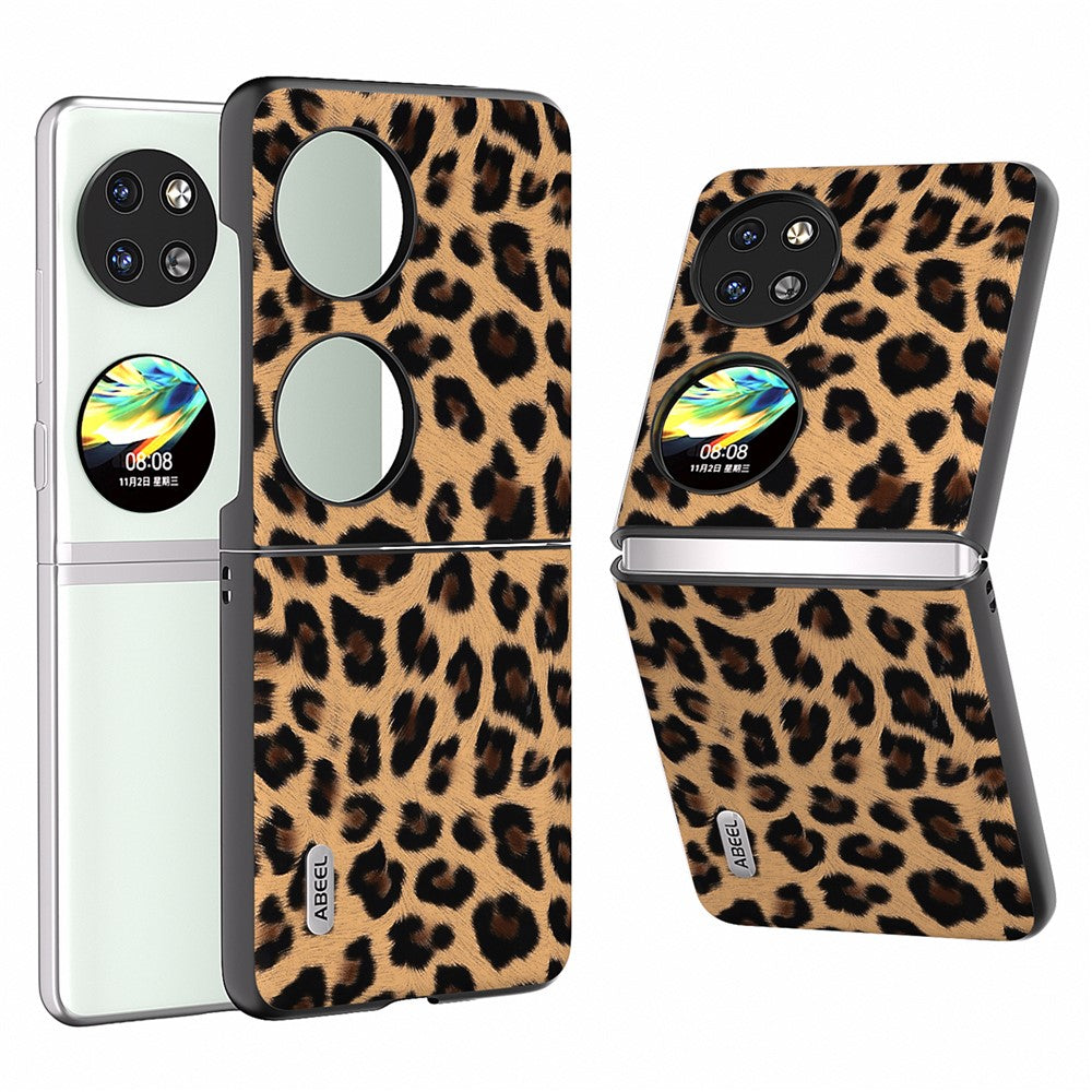 ABEEL För Huawei Pocket 2 mobilskal PU-läder Leopardmönster Baksida