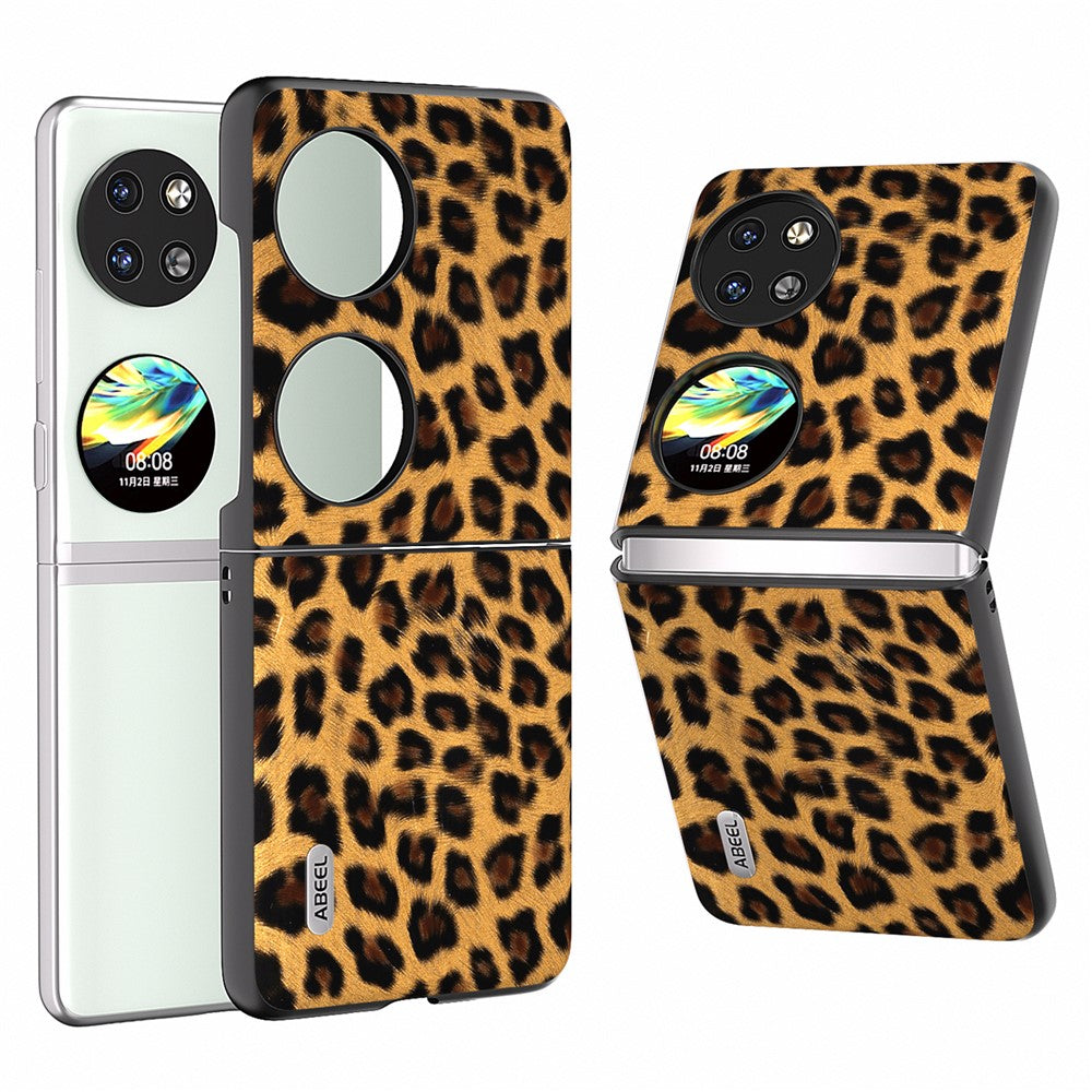 ABEEL För Huawei Pocket 2 mobilskal PU-läder Leopardmönster Baksida