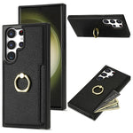 For Samsung Galaxy S24 Ultra Cell Phone Case PU Leather + TPU Ring Kickstand Cover