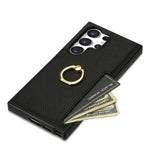For Samsung Galaxy S24 Ultra Cell Phone Case PU Leather + TPU Ring Kickstand Cover