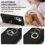 For Samsung Galaxy S24 Ultra Cell Phone Case PU Leather + TPU Ring Kickstand Cover