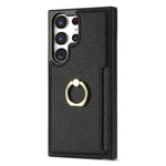 For Samsung Galaxy S24 Ultra Cell Phone Case PU Leather + TPU Ring Kickstand Cover