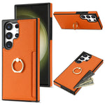 For Samsung Galaxy S24 Ultra Cell Phone Case PU Leather + TPU Ring Kickstand Cover